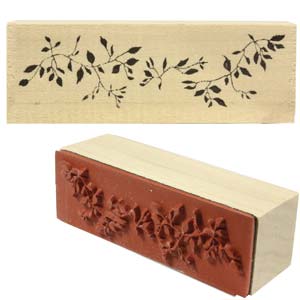 Rubber Stamp Block, 3inch, Flowing Leaves Border