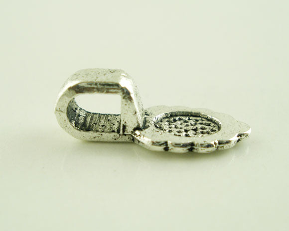 Antique Silver Plate, Bail 16 x 6mm, leaf shape, 50pcs FAULTY - Tarnished