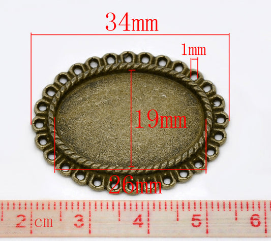 Antique Bronze Frame Settings 34x28mm, 10 pcs