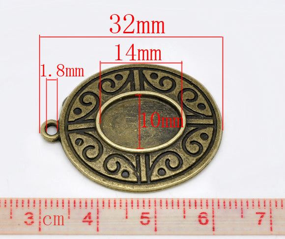 Antique Bronze Frame Settings 32x25mm, 10 pcs