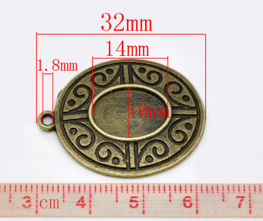 Antique Bronze Frame Settings 32x25mm, 10 pcs