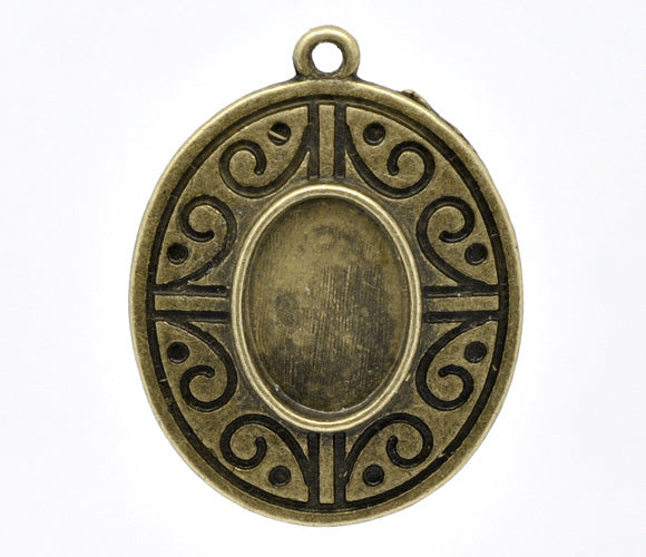 Antique Bronze Frame Settings 32x25mm, 10 pcs
