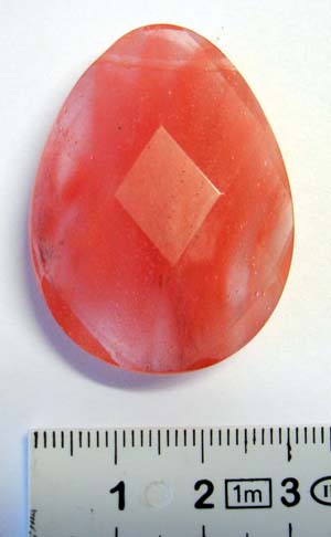 Cherry Quartz - Faceted Teardrop -Shaped Pendant, 30 x40mm, 1pc