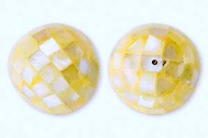 Shell Laminated Faceted Cream/yellow  20mm, 2pcs