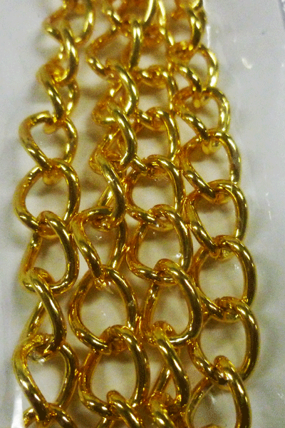 Gold Plated Twisted Oval Link Chain 12 x 8mm,  1metre