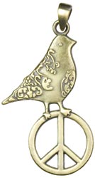 Jewelry Basics Metal Pendant, Bird Peace Sin, Antique gold, 55x25mm, 1/Pkg