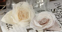 Prima Nicole Fabric Flowers, Flax, 3.5" 2/Pkg