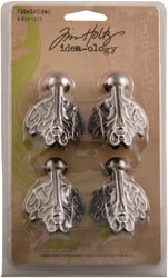 Idea-Ology 1.5"X2" Metal Box Feet Foundations 4/Pkg - Tim Holtz