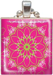 Scrabble Tile Pendant - Floral Mandala - Jesse James