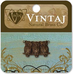 Vintaj Metal Accent, Perched Owls, 22x11.5mm, 1/Pkg  - Steampunk