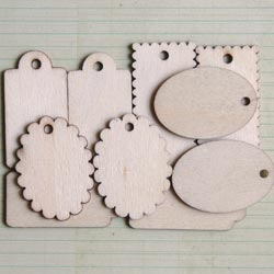 Wood Tags, Mini 6 Styles 1.5" To 2" , 12pcs