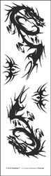 Temporary Tattoo Black/White 3.5"X14" Sheet, Tribal Dragons